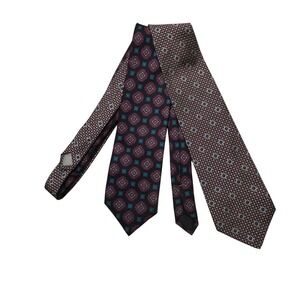 Ferrell Reed Tie Set Mens One Size Multicolor Geometric 100% Silk USA Lot 2